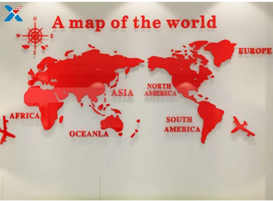 autoadesivo acrilico della parete della mappa di mondo dello strato del taglio su ordinazione 20mm di 1.8mm per l'ufficio